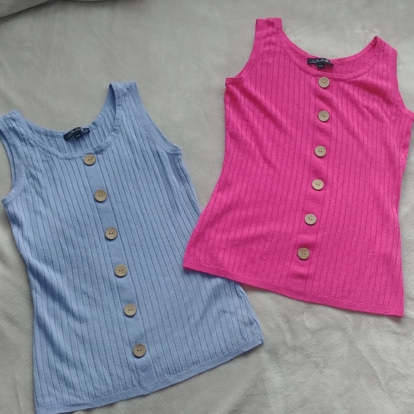 Charlie B natural fiber ribbed tanks with button accents size S - Picture 1 of 4